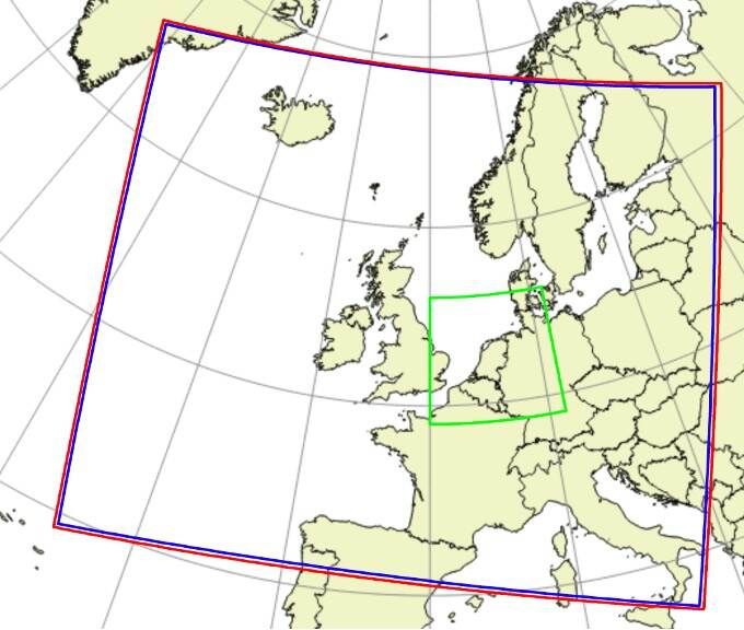 KNMI HARMONIE AROME model area over Europe and Netherlands