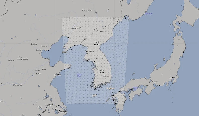 KMA LDPS model domain area at 1.5 km resolution