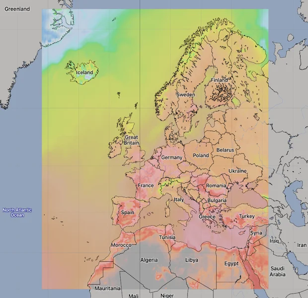 Météo-France ARPEGE model area over Europe